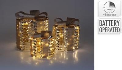 Kerstdecoratie Cadeau LED Goud 30cm Kerstdecoratie Cadeau LED Goud 30cm