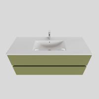 Badkamermeubel BWS Helsinki 120x46 cm Keramiek Midden Mat Groen 2 Laden (1 kraangat) - thumbnail