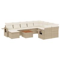 11-delige Tuinset met kussens poly rattan beige - thumbnail