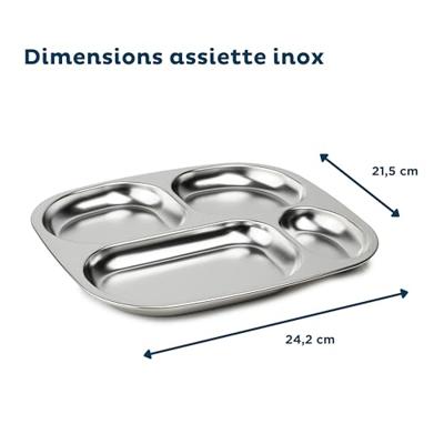 Gecompartimenteerde lade - THERMOBABY - 4 compartimenten - BPA-vrij - Roestvrij staal