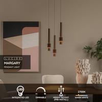 Lucide MARGARY - Hanglamp - Ø 28 cm - LED Dimb. - 3x4W 2700K - Koffie - thumbnail