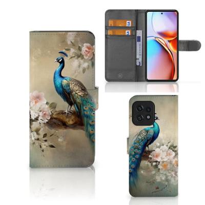 Telefoonhoesje | Met pasjeshouder | voor Motorola Edge 40 Pro Vintage Pauwen Telefoonhoesje | Met pasjeshouder | voor Motorola Edge 40 Pro Vintage Pauwen