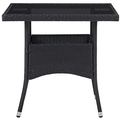 3-delige Tuinset poly rattan en gehard glas zwart - thumbnail