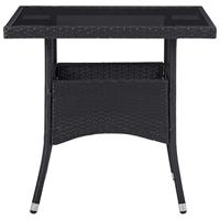 3-delige Tuinset poly rattan en gehard glas zwart - thumbnail