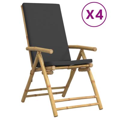Tuinstoelen 6 st inklapbaar met kussens bamboe donkergrijs