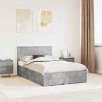 Bedframe met hoofdeinde Beton Grijs 120 x 190 cm Bewerkt hout - thumbnail