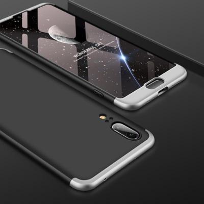 GKK voor Huawei P20 PC 360 graden volledige dekking beschermende zaak terug cover (zwart + zilver)