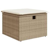 8-delige Loungeset met kussens poly rattan beige - thumbnail