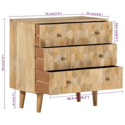 Ladekast 70x35x70 cm massief mangohout