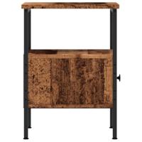 Nachtkastje 34x36x50 cm bewerkt hout oud houtkleurig - thumbnail