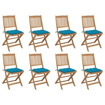 Tuinstoelen 8 st inklapbaar met kussens massief acaciahout