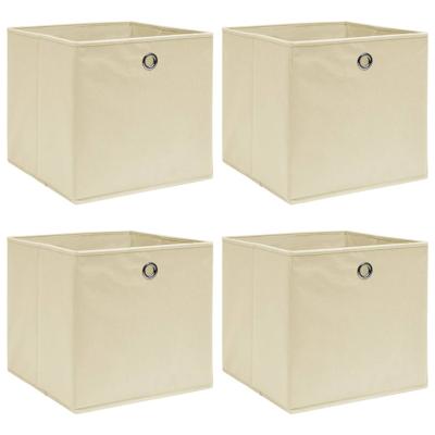 VidaXL Opbergboxen 4 st 32x32x32 cm stof crèmekleurig VidaXL Opbergboxen 4 st 32x32x32 cm stof crèmekleurig
