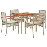 5-delige Tuinset met kussens poly rattan beige - thumbnail