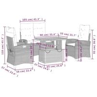 4-delige Tuinset met kussens poly rattan zwart - thumbnail