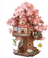 Robotime Sakura Boomhut Kersenbloesem Miniatuur Creatief Knutselen - thumbnail