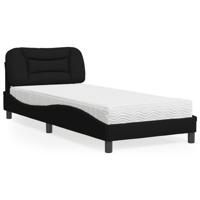 Bed met matras stof zwart 90x190 cm - thumbnail