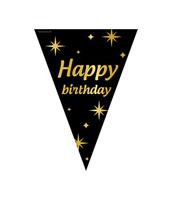 Classy Vlaggenlijn Happy Birthday Zwart/Goud (10m) - thumbnail