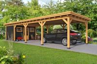 Overkapping plat dak Red Class Wood Odense type 8 XL 793x378 cm - Zwarte wanden- Plat dak- - Tuindeco - thumbnail