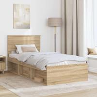 Bedframe met hoofdeinde Sonoma Eiken 75 x 190 cm Bewerkt hout - thumbnail