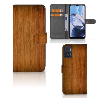 Motorola Moto E22 | E22i | Book Style Case | Donker Hout