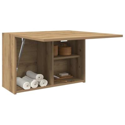 Badkamerwandkast 60x25x40 cm bewerkt hout artisanaal eikenkleur