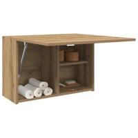 Badkamerwandkast 60x25x40 cm bewerkt hout artisanaal eikenkleur - thumbnail