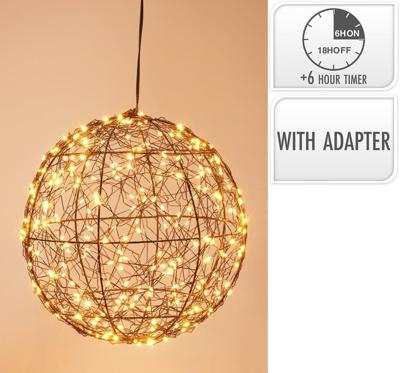 Verlichte bal met led zwart 25 cm