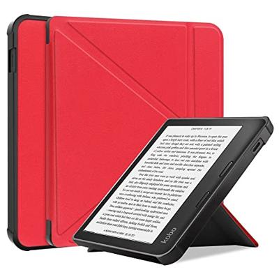 Lunso - Origami sleepcover hoes - Kobo Libra 2 (7 inch) - Rood Lunso - Origami sleepcover hoes - Kobo Libra 2 (7 inch) - Rood