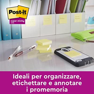 Post-it super Sticky notes, 90 vel, ft 76 x 76 mm, geel, pak van 12 blokken + 12 gratis