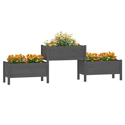 VidaXL Plantenbak 245,5x44x75 cm massief grenenhout grijs VidaXL Plantenbak 245,5x44x75 cm massief grenenhout grijs