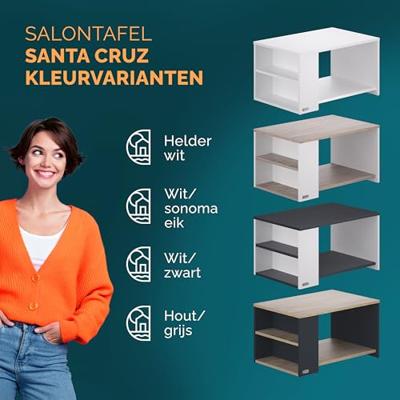 Salontafel Santa Cruz Wit 90x60x50cm