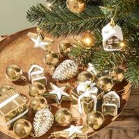 Decoratie Kerstboom 90x50 cm + LED Verlichting en 26 Ornamenten Groen/Goud - thumbnail