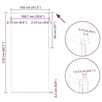 VidaXL Rolgordijn verduisterend 105x210 cm stofbreedte 100,7 cm wit