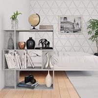 Boekenkast/kamerscherm 80x24x96 cm bewerkt hout betongrijs - thumbnail