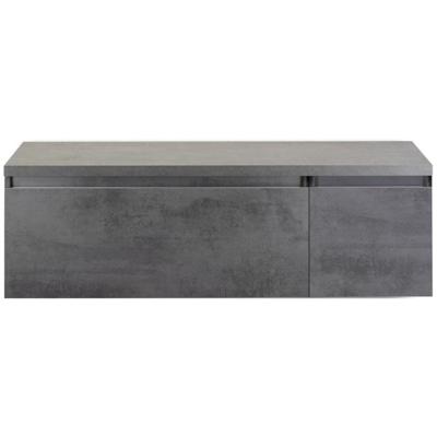 Frozen Badmeubelset 140 cm - Greeplijst in Kleur - Wastafel Onderkast met Bovenblad Beton Antrac