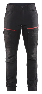 Blåkläder Servicewerkbroek met stretch voor dames 71661845 | Zwart/Rood | Maat 38 - 7330509800201