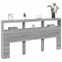 Hoofdbordkast met LED-verlichting 200x17x102 cm grijs sonoma - thumbnail