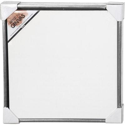 Creativ Company Canvas met lijst, afm 50x50 cm, 360 gr, antiek zilver, wit, 1 stuk - thumbnail