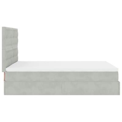 Ottoman bed met matrassen en LED's 140x200cm fluweel lichtgrijs