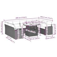 10-delige Loungeset met kussens poly rattan beige - thumbnail