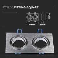 Mallorca Dubbel LED Inbouwspot - Kantelbaar armatuur - 91x180 mm - GU10 Fitting incl. lamphouder - Vierkant - IP20 voor binnen - RVS - thumbnail