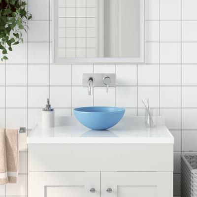 VidaXL Wastafel rond keramiek lichtblauw VidaXL Wastafel rond keramiek lichtblauw