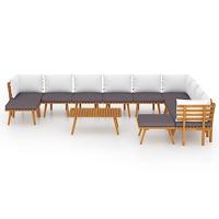 12-delige Loungeset met kussens massief acaciahout - thumbnail