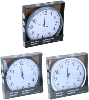 Wandklok Ø25x3cm kunststof