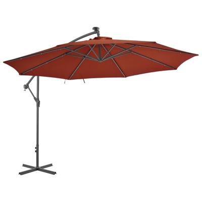 VidaXL Zweefparasol met led-verlichting 350 cm terracottakleurig