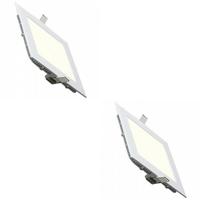 LED Downlight Set 12W Vierkant - Natuurlijk Wit 4200K - 2 Stuks - thumbnail
