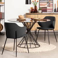 Kave Home Ronde Eettafel 'Niut' 120cm Glas, kleur zwart - thumbnail