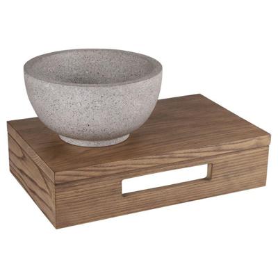 Differnz fonteinset - 40x21x10cm - Rechthoek - 0 kraangaten - grijs/fijn terazzo waskom - Hout bruin eiken SW642467 / SW794607 Differnz fonteinset - 40x21x10cm - Rechthoek - 0 kraangaten - grijs/fijn terazzo waskom - Hout bruin eiken SW642467 / SW794607