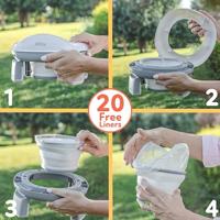 NUBY Draagbaar Reispotje voor Peuters - Met Opbergtas - Grijs/Wit - thumbnail