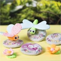 Creativ Company Mini hobbyset boetseren, steen met insect, grijs, lichtroze, licht turquoise, 1 doos - thumbnail